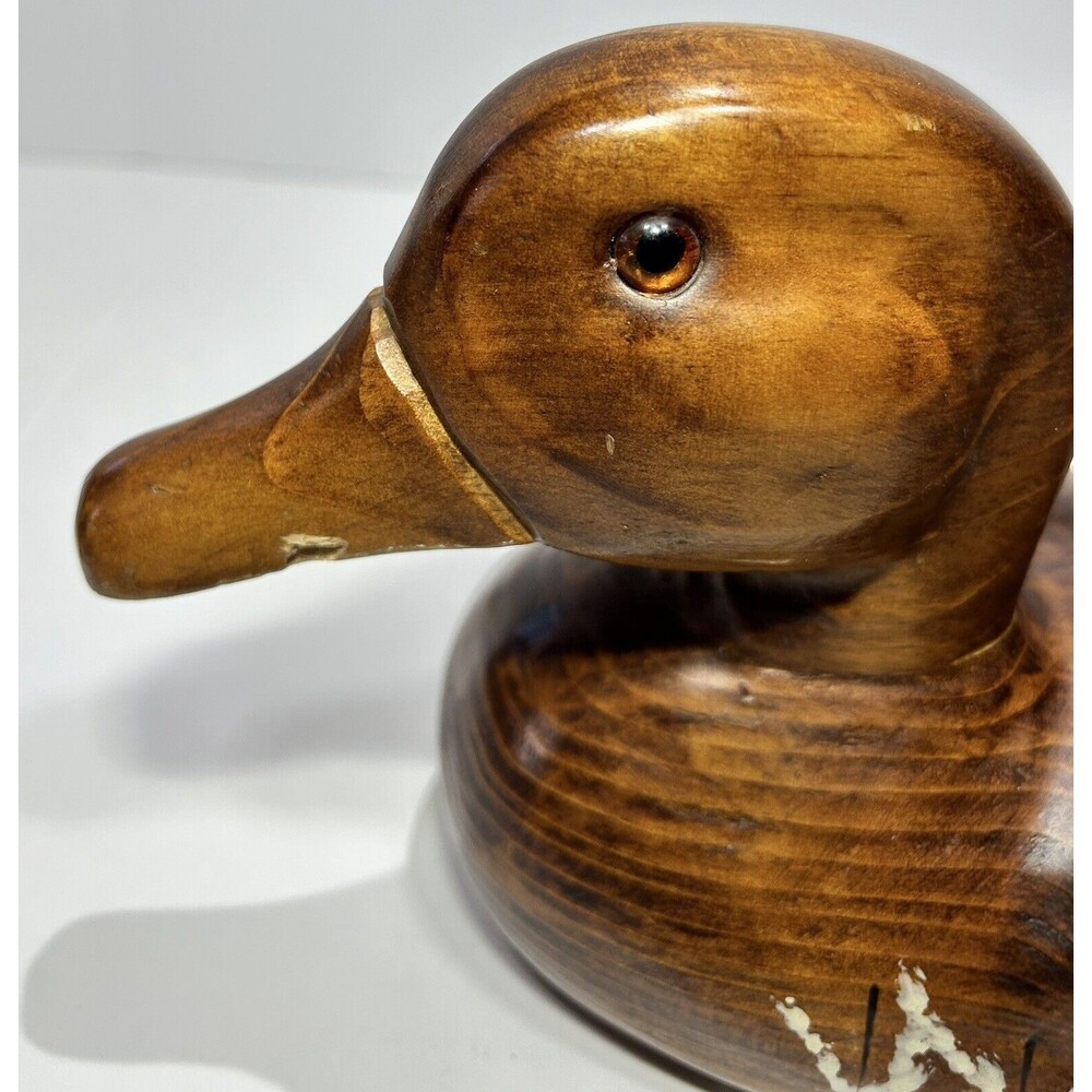 Vintage Wood Duck Decoy Hunting Glass Eye Outdoors Hand Painted - Picture 5 of 6